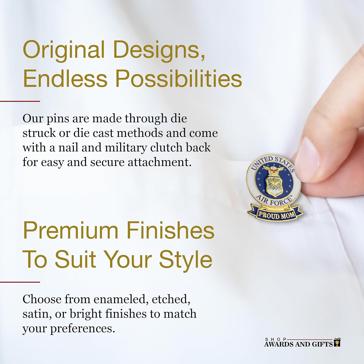 SHOP AWARDS AND GIFTS United States Military Sash Ribbon Proud Parent Lapel Pin - Multiple Branches, Styles for Mom and Dad, Gift Boxed