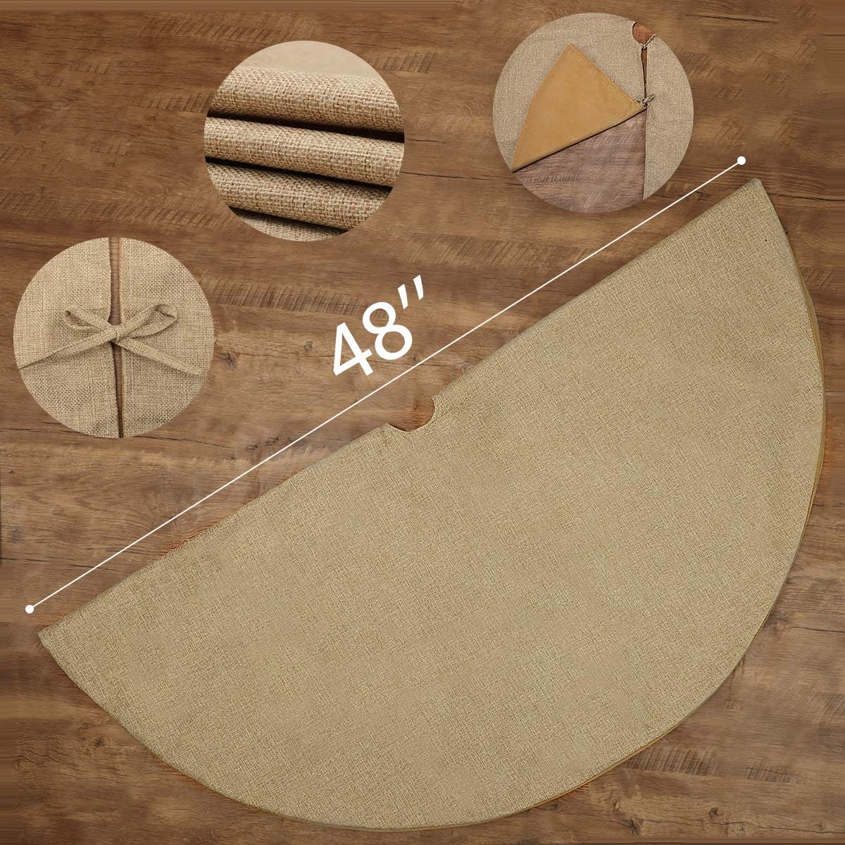 yuboo Burlap Christmas Tree Skirt,48" Rustic Jute Linen Xmas Fall Tree Skirt for Farmhouse Autumn and ChristmasDecorations Ornaments : Home & Kitchen