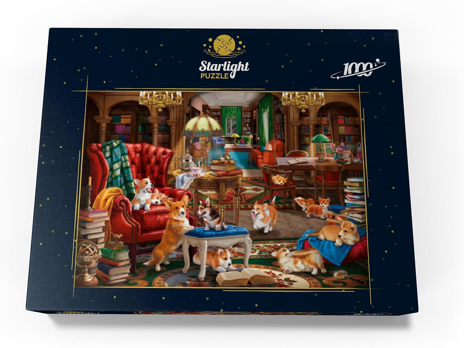 MyPuzzle Corgi in The Library - Premium 1000 Piece Jigsaw Puzzle for Adults