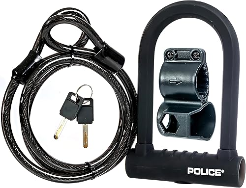 Miniatura 2 de POLICE Cerradura de bicicleta U-Lock con llave, cerradura en U para bicicletas, cerradura para scooters, equipo al aire libre Cerradura de bicicleta