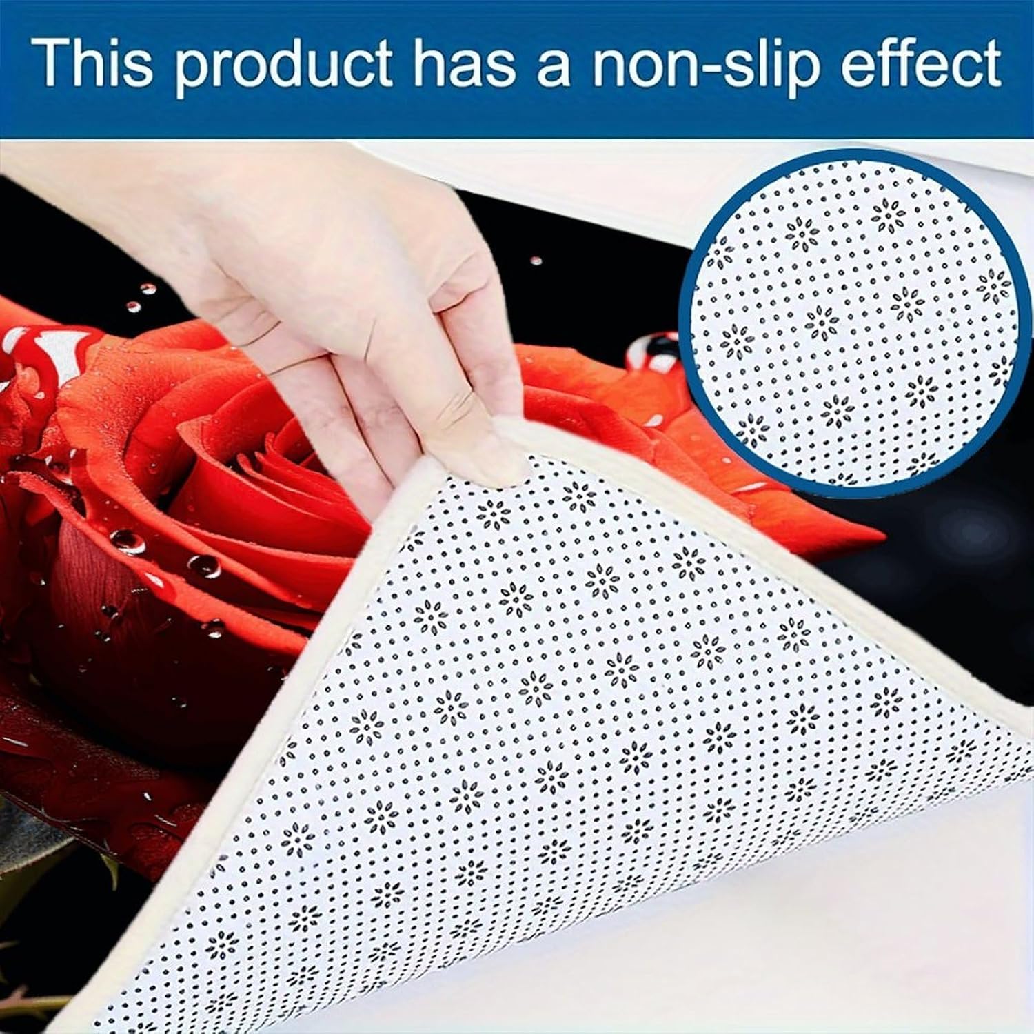 Red Rose with Red Splashes Kitchen Rugs Sets of 3 Washable Non Slip Kitchen Rug Water Resistant Carpet Piece Anti Fatigue Kitchen Mats Soft Comfort Standing Mat Modern Area Rug