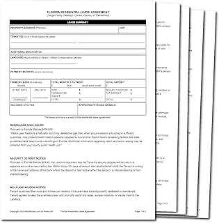 Florida Lease Agreement – Rental Form for Landlords | Includes State Disclosures and Instructions for House, Condo, or Townhome