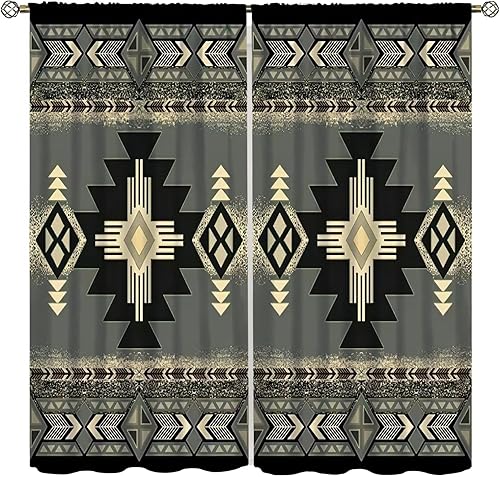 Miniatura 7 de Cortinas aztecas, tratamiento geométrico étnico del suroeste rojo para sala de estar, granja, tribal, navajo, bohemio, patrón nativo americano,
