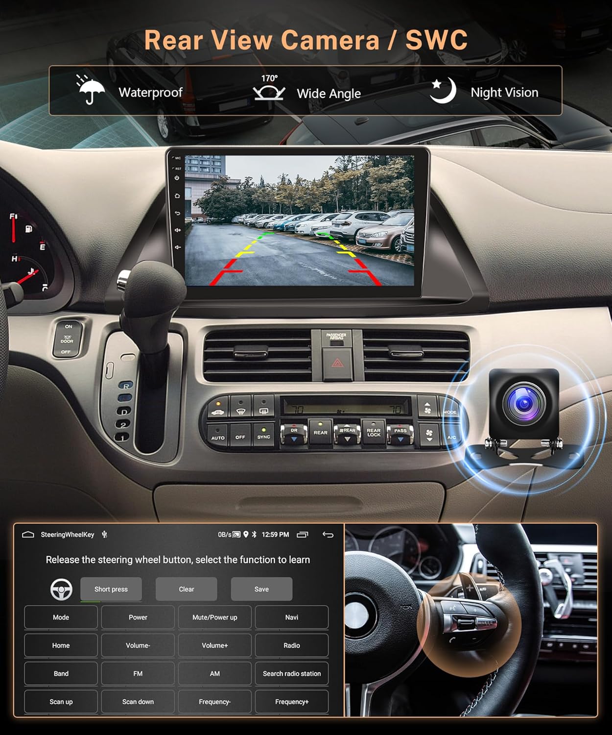 8Core 4G+64G Android 13 Car Radio for Honda Odyssey 2005-2010 Wireless Carplay Android auto GPS Navigation WiFi, Rimoody Car Stereo 10.1 Inch Touch Screen Bluetooth Mirror Link EQ Backup Camera