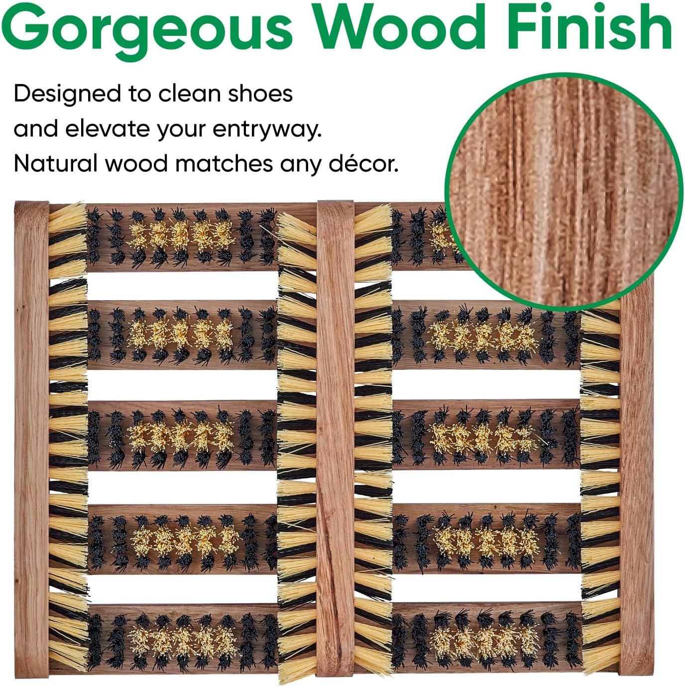 Superio Shoe and Boot Scraper, Outside Shoe Scrubber Brush 10.5 X 14 Inch - Cleans Deep Removes All Outdoor Dirt, Snow, Mud and Sand. Construction, Hiking Cleaner (Wood 3-Pack) image 4