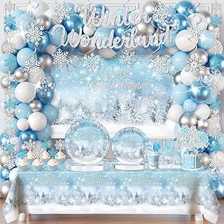 Winter Wonderland Decorations,288pcs Winter Wonderland Birthday Decorati...