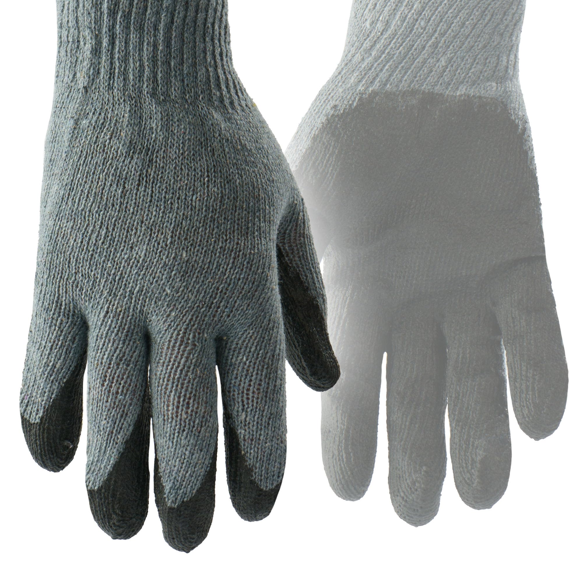 Rękawce Robocze Szaro-Czarne Rozmiar 9(L) ZESTAW 120 Par Solidne Rękawiczki z Powłoką Lateksową Wytrzymałe i Wygodne z Dzianiny Bawełnianej Unisex Odporne na Ścieranie