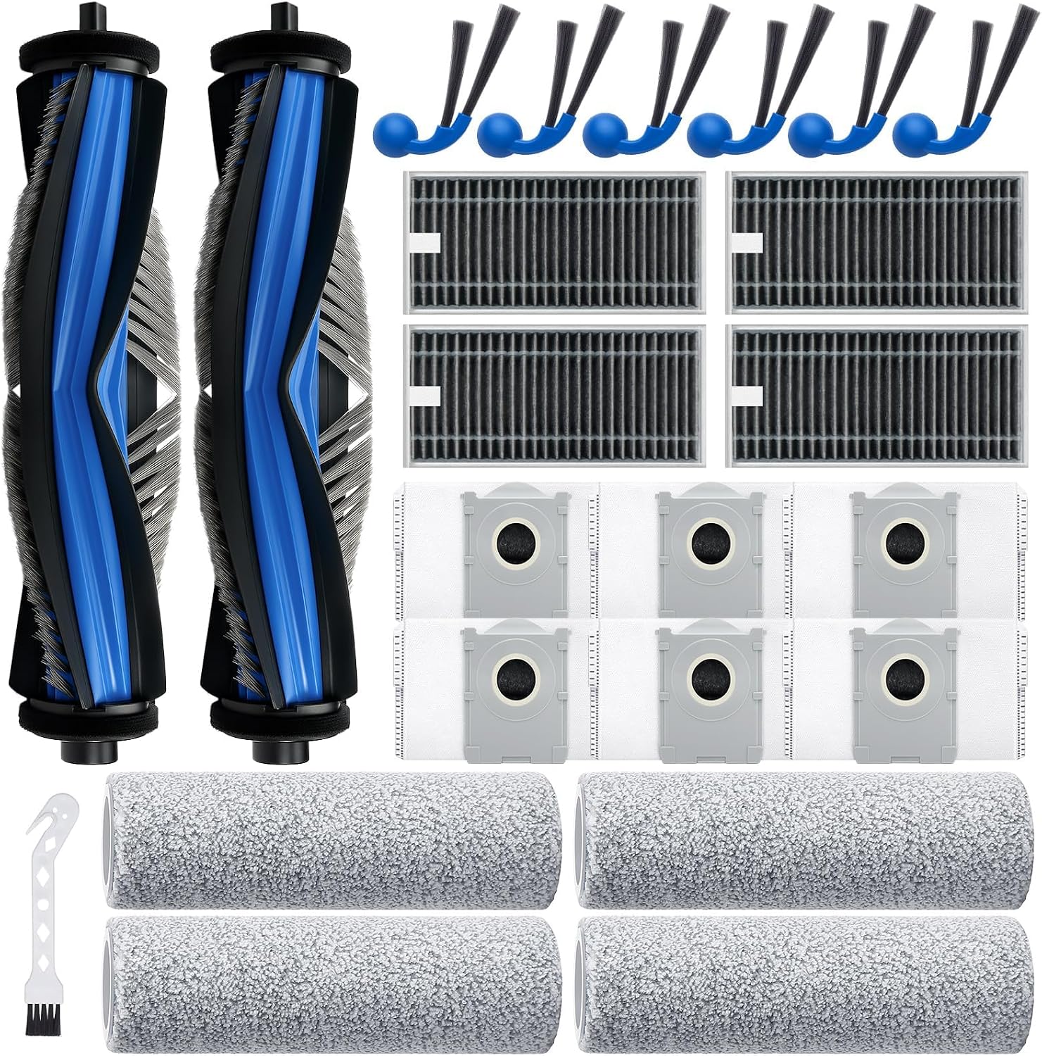 T80 Omni Replacement Parts for Ecovacs Deebot T80 Omni / T80 for Yeedi M14 Plus Robotic Vacuum Cleaner Parts with 2 Roller,4 Mop,4 HEAP,6 Dust Bag,6 Side Brush,1 Clean Brush Accessories