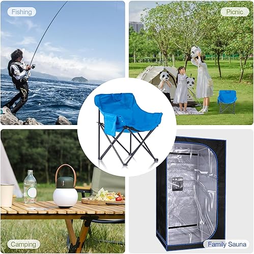 Miniatura 7 de ZONEMEL Silla de sauna portátil, silla reforzada de tela Oxford de plegado rápido, con bolsillos y bolsa de transporte, adecuada para sauna, pesca y