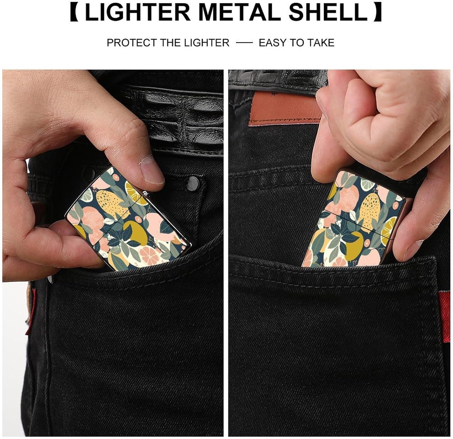 Lemon Citrus Pattern Lighter Case Cover Holder Lighter Sleeve