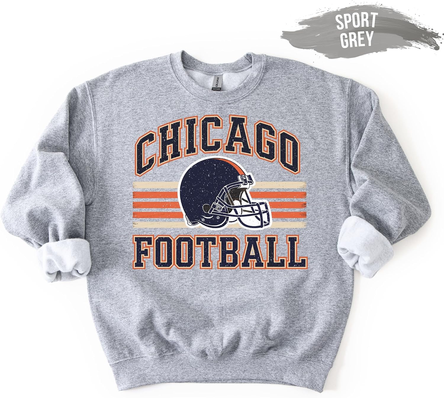 Distressed Chicago Football Sweatshirt – Vintage Helmet Graphic Pullover