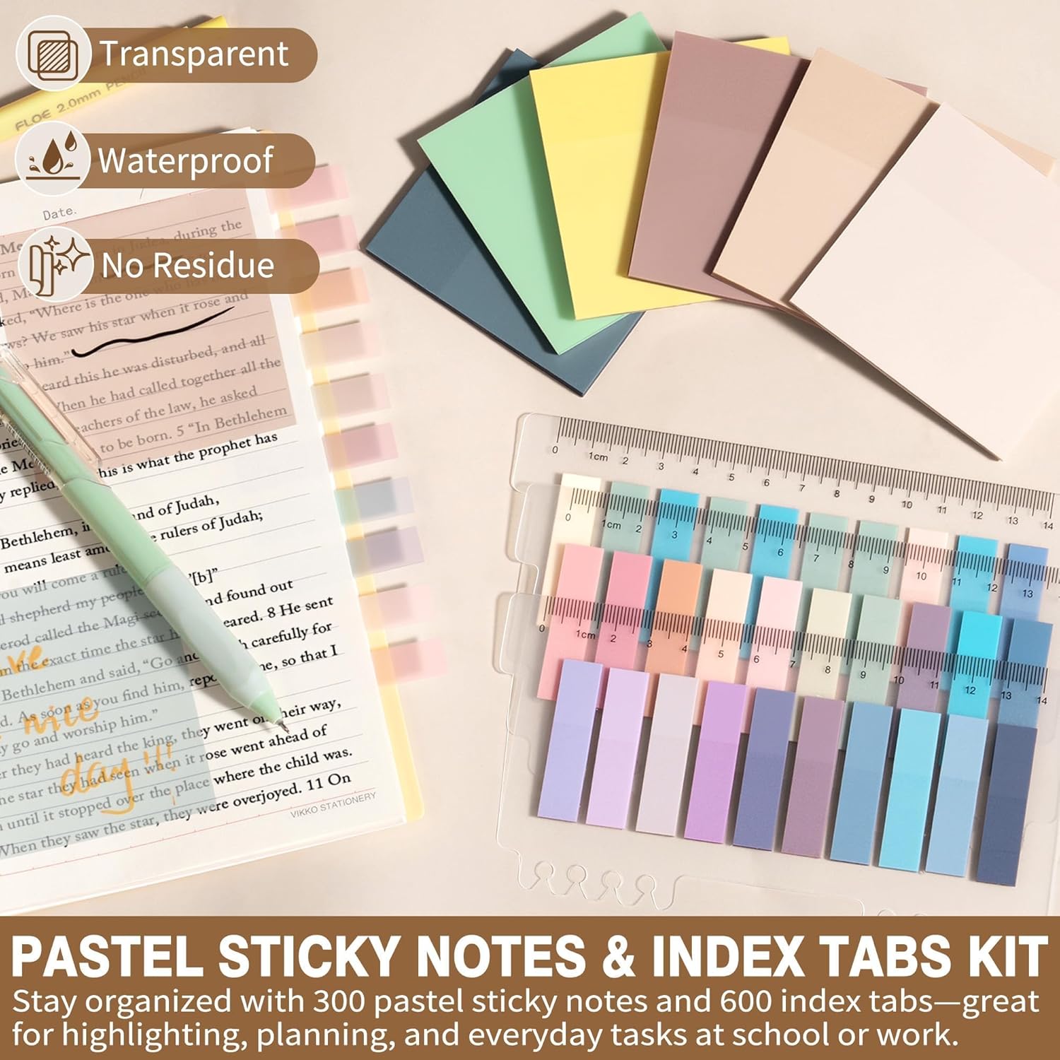 62PCS Aesthetic School Supplies with Cute Pencil Case, Pastel Highlighters Black Ink Gel Pens Mechanical Pencils Kit, Back to School Supplies College Essentials Preppy Stationary Set for Student Girls - Image 8