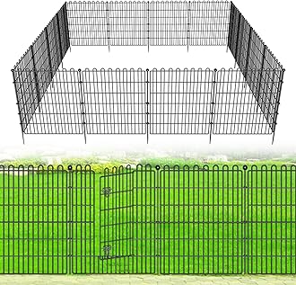 25 Panels No Dig Decorative Garden Fence with Gate for Yard, 32 in(H) X 59 ft(L) Animal Barrier Fencing for Outdoor Dog, Metal Portable Garden Fences for Borders, Pets, Landscape, Temporary Fence