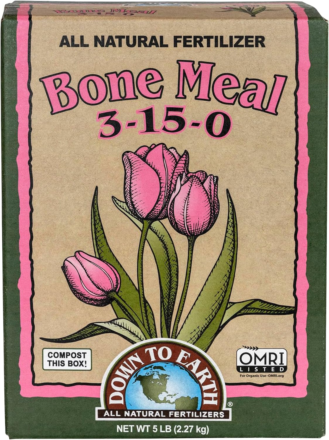 Down to Earth Organic Bone Meal Fertilizer 3-15-0, 5 lb