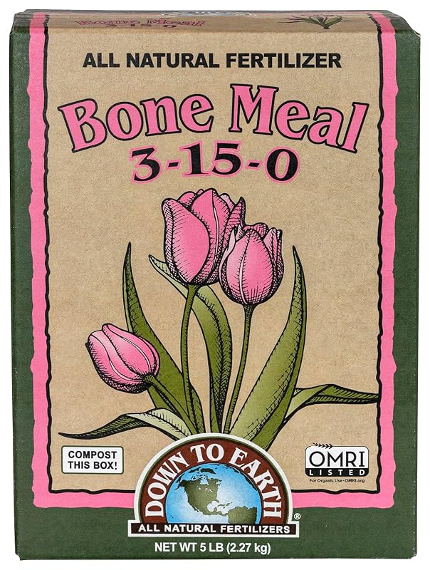 Down To Earth All Natural Fertilizers Organic Bone Meal - High Phosphorus Plant Food for Buds, Bulbs, Blooms, Flowers 3-15-0, 5 lb