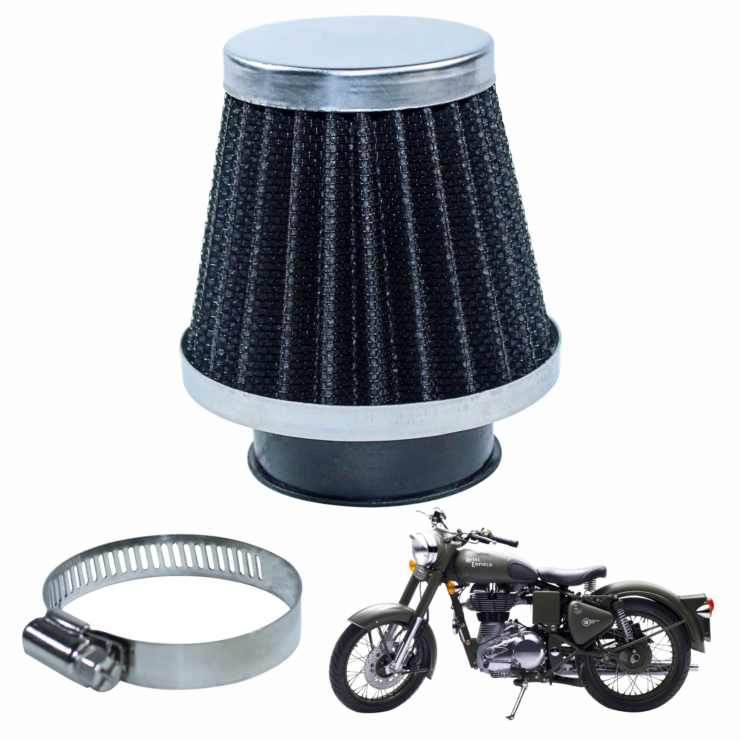 Asryd Motorcycle Air Filter Pods, Motorcycle Air Filter 42mm Round Tapered Clamp-on Pod Intake Filter Cleaner For Royal Enfield Classic 350 (Pack of 1),BLACK-image-49