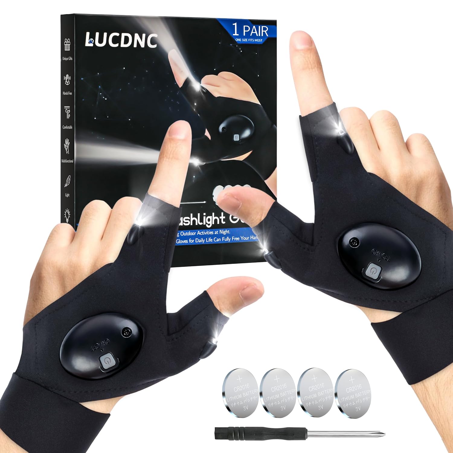 lucdnc LED Flashlight Gloves Gifts for Men Christmas Stocking Stuffers for Adults Cool Gadget Tools Unique Men Birthday Gifts lucdnc LED Flashlight Gloves Gifts for Men Christmas Stocking Stuffers for Adults Cool Gadget Tools Unique Men Birthday Gifts