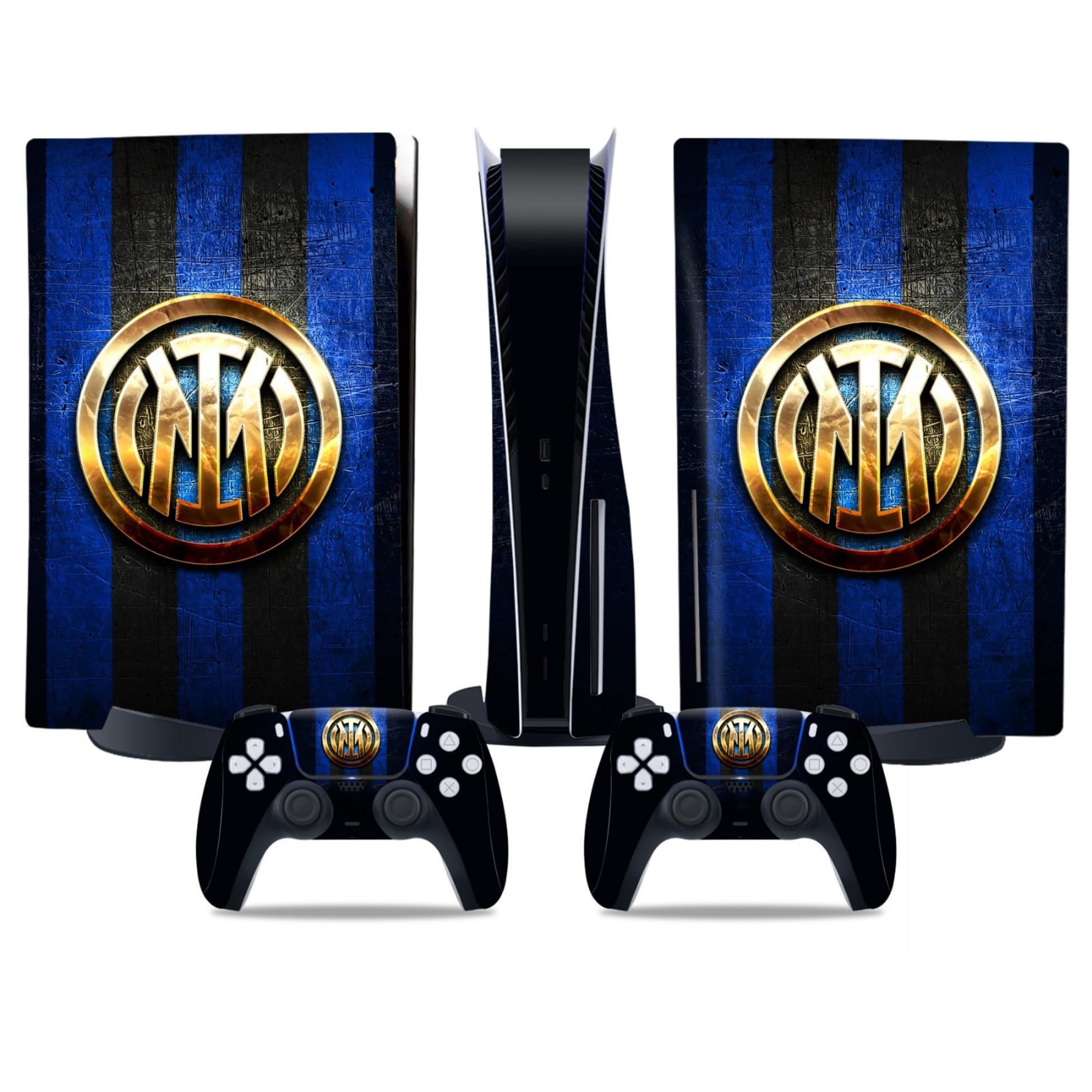 MaD Vision® Extra-Durable Skin Kit per PlayStation 5 (PS5) Disc | Set di Pellicole Adesive in Vinile Opaco per la Console e 2 Controller - per Inter Design