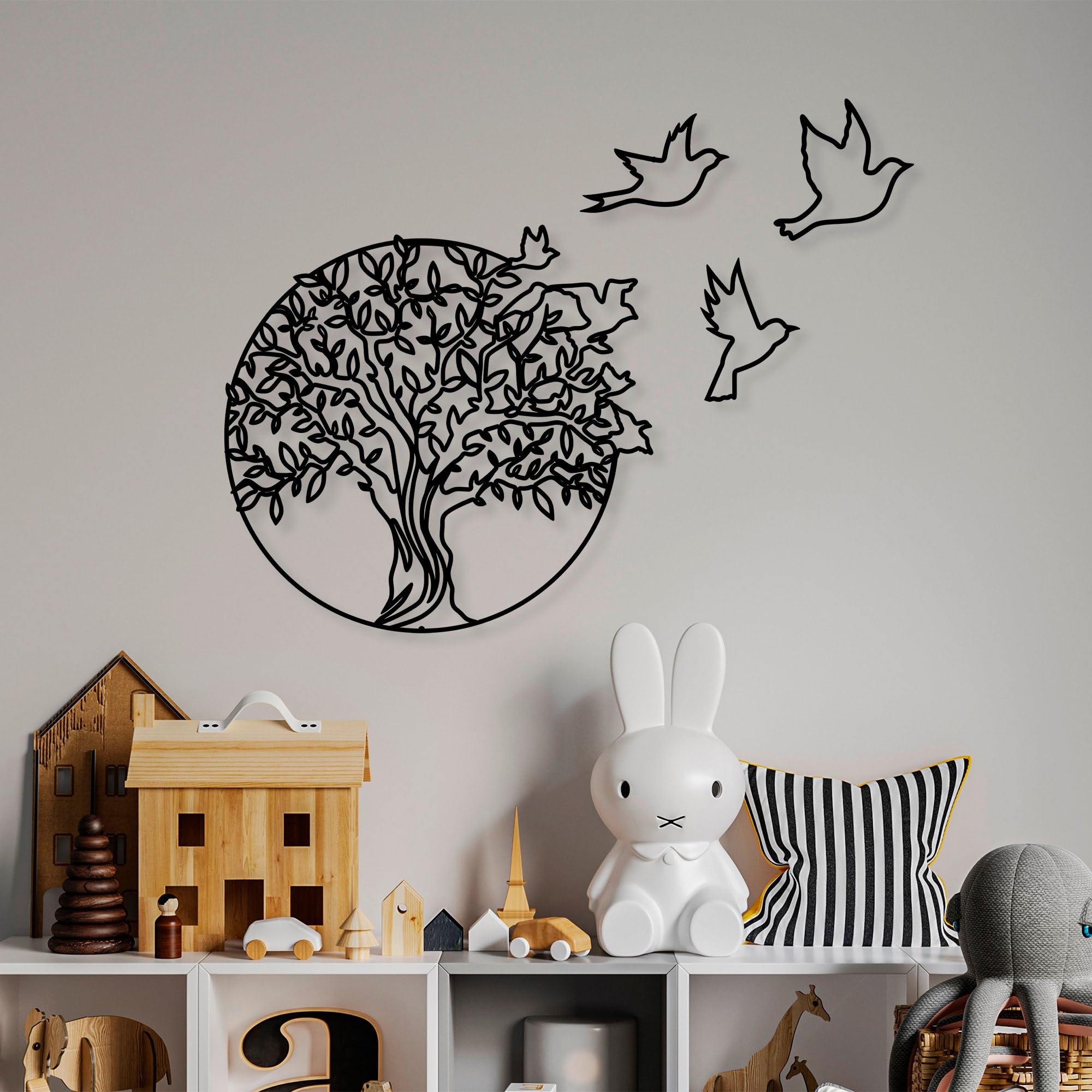 Hanah Home Stylish Black Decorative Metal Wall Accessory, 61 x 56 cm, 100% Metal, 1.5 mm Thickness, Easy Wall Mounting, Perfect for Modern Decor