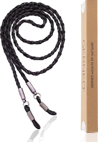 GERNEO Cinturino Per Occhiali In Pelle Premium: Cordino Liverpool, Unisex, Confezione Doppia (Nero, Marrone, Grigio) - 2