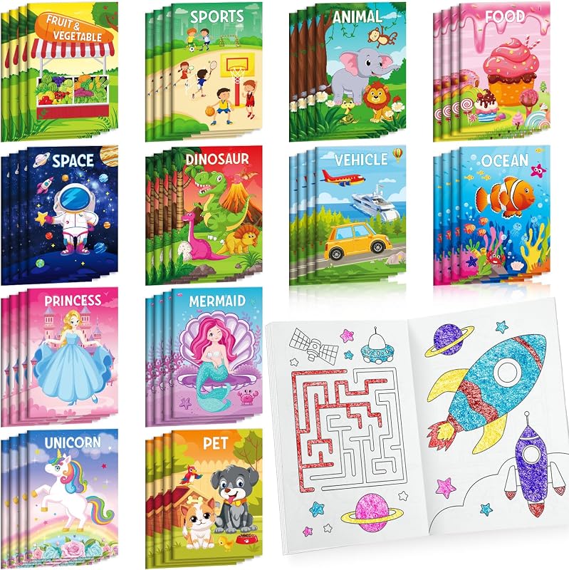 BenLouis Mini Coloring Books Bulk for Kids Ages 4-8-12 （24pcs Classic） | Party Favors for Kids, Small Activity Books, Goodie Bags Stuffers for Kids, Birthday Classroom Travel Activities Gifts