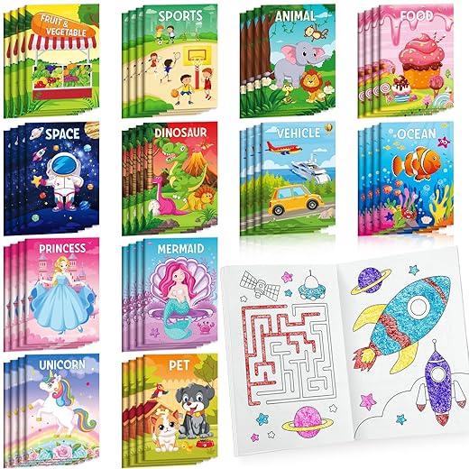 24 Coloring Books for Kids Party Favors Bulk Mini Coloring Books for Ages 2-4-8-12 Small Activity Books for Unicorn Dinosaur Mermaid Animal Birthday Party Gifts Goodie Bags Stuffers Classroom Travel