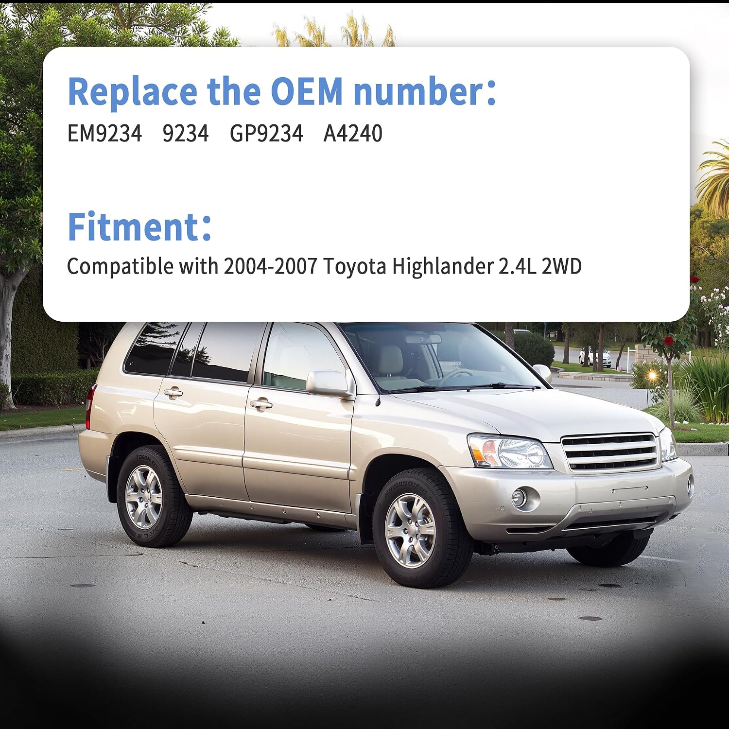 Front Right Torque Strut Mount A4240 Compatible with Toyota Highlander 2.4L 2004 2005 2006 2007, Replaces #EM9234, 9234, S1036