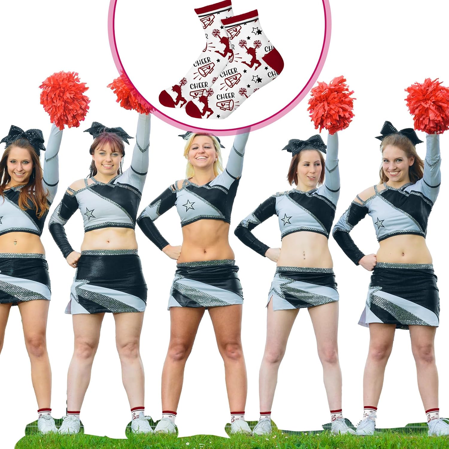 Maiteenly 24 Pairs Ankle Cheer Socks Cheerleading Team Cheerleader Socks for Women Girls Cheer Accessories Gifts