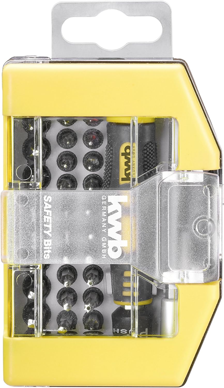 kwb Safety Bits 119200 Bit Box with 37-Piece Screwdriver Bit Set, Yellow