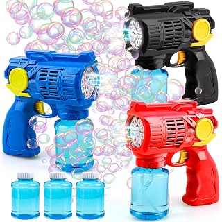 TOY Life 3 Pack Bubble Guns for Kids Outdoor Game for Kids Bubble Machine Bubble Maker Bubbles for Toddlers with Bubble Solutions Automatic Bubble Blaster Gun Bubble Toys for Kids Ourdoor Activity