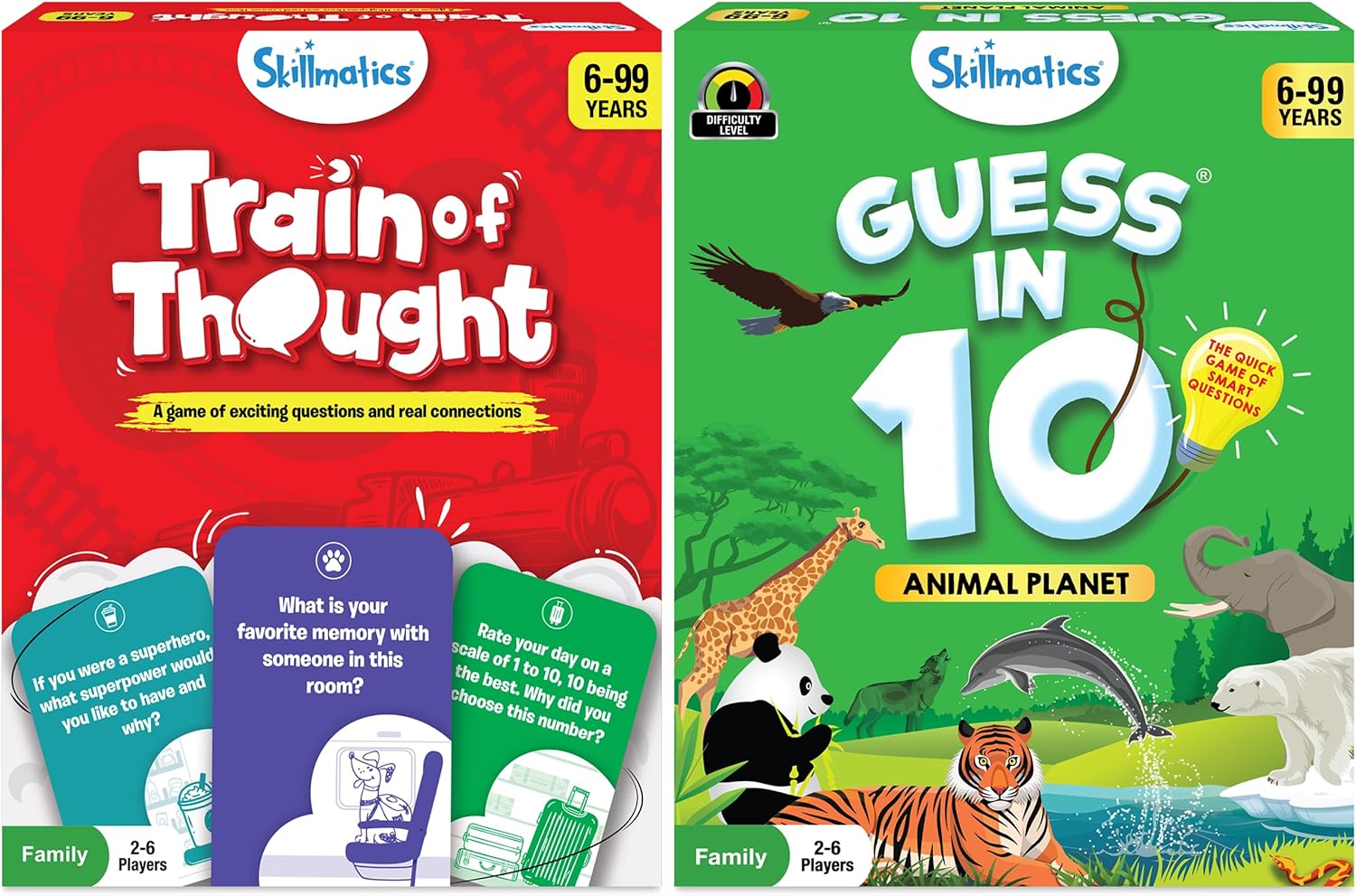 Skillmatics Train of Thought & Guess in 10 States of America Bundle, Games for Kids, Teens & Adults, Gifts for Boys and Girls Ages 6, 7, 8, 9 and Up