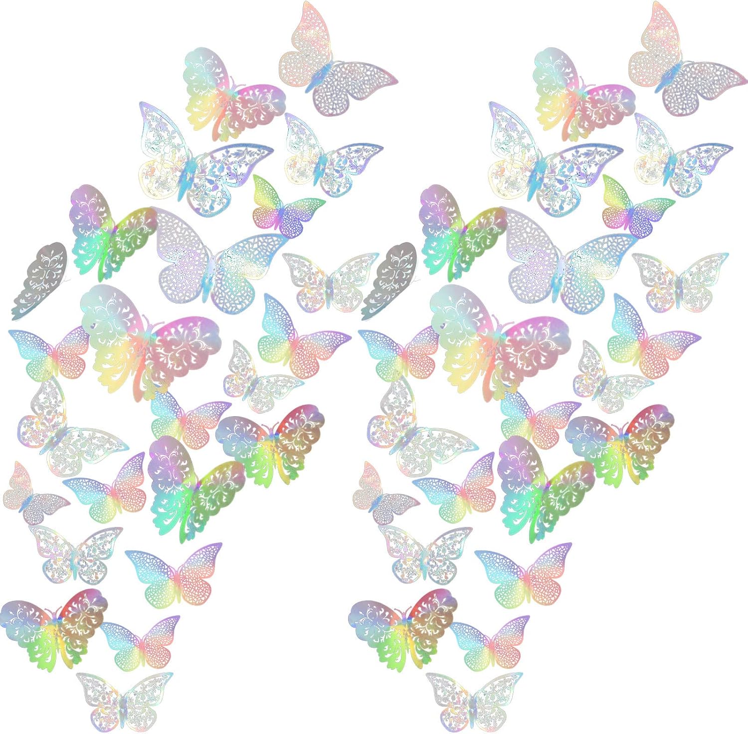 Bememo 72 Pieces 3D Butterfly Wall Decals Sticker Wall Decal Decor Art Decorations Sticker Set 3 Sizes for Room Home Nursery Classroom Offices Kids Girl Boy Bedroom Bathroom Living Room Decor (White)