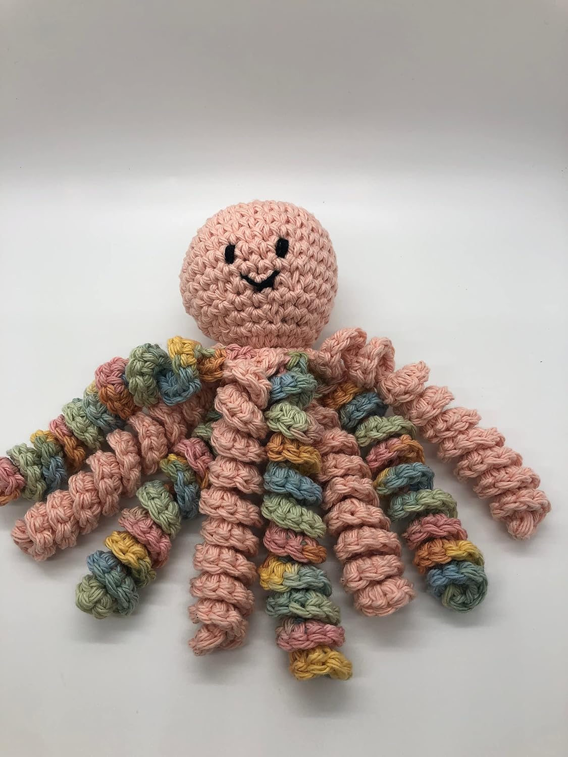 Crochet Octopus for Preemies, Crochet Octopus for Babies in Light peach Color and variegated peasch, Crochet Amigurumi