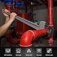 Vista 6 de DURATECH Llave de tubo recto de aluminio de 36 pulgadas de servicio pesado, llave de fontanería ajustable, forjada por caída, supera el estándar GGG