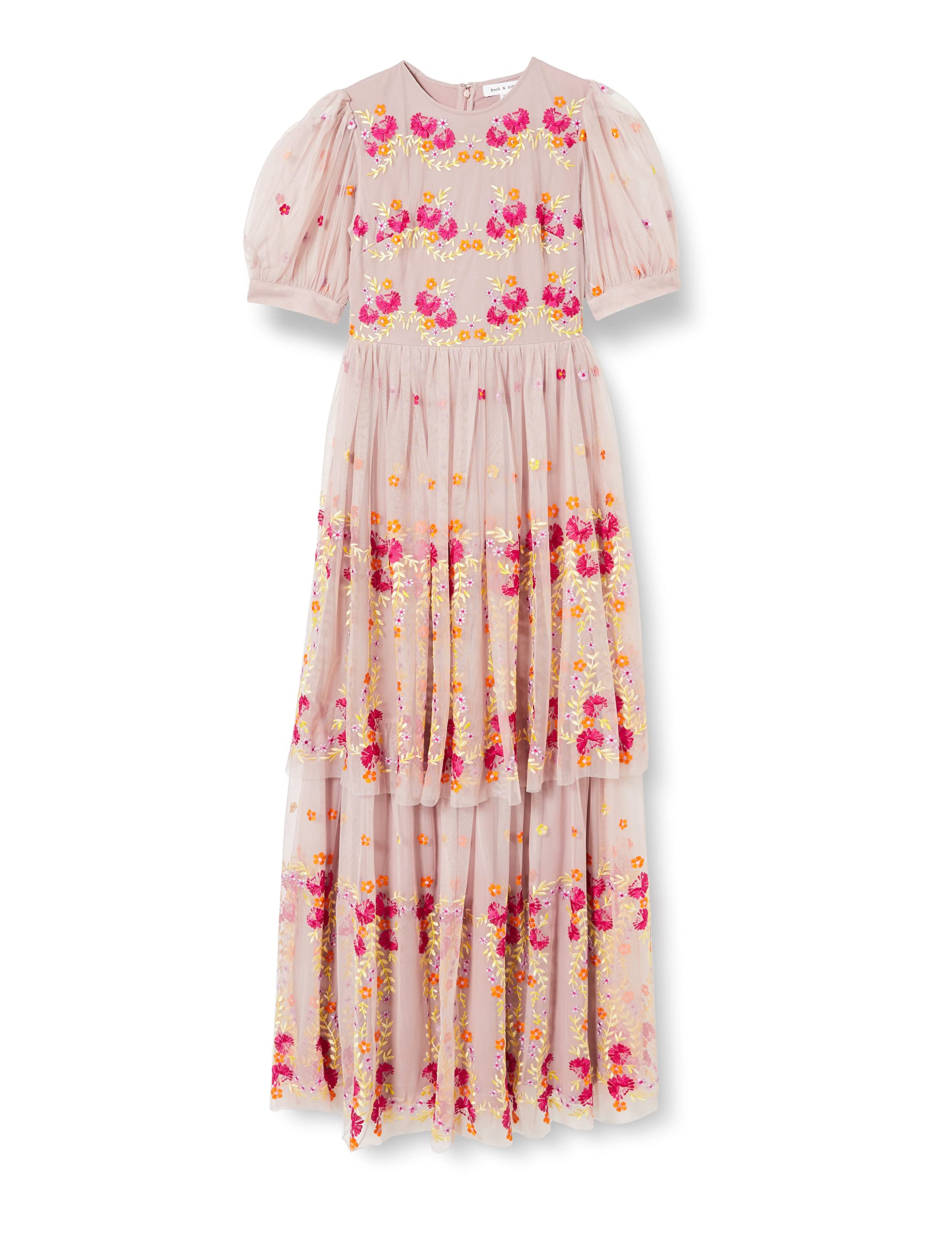 Frock And Frill Women's Blush Floral Embroidered Dress Special Occasion, 10