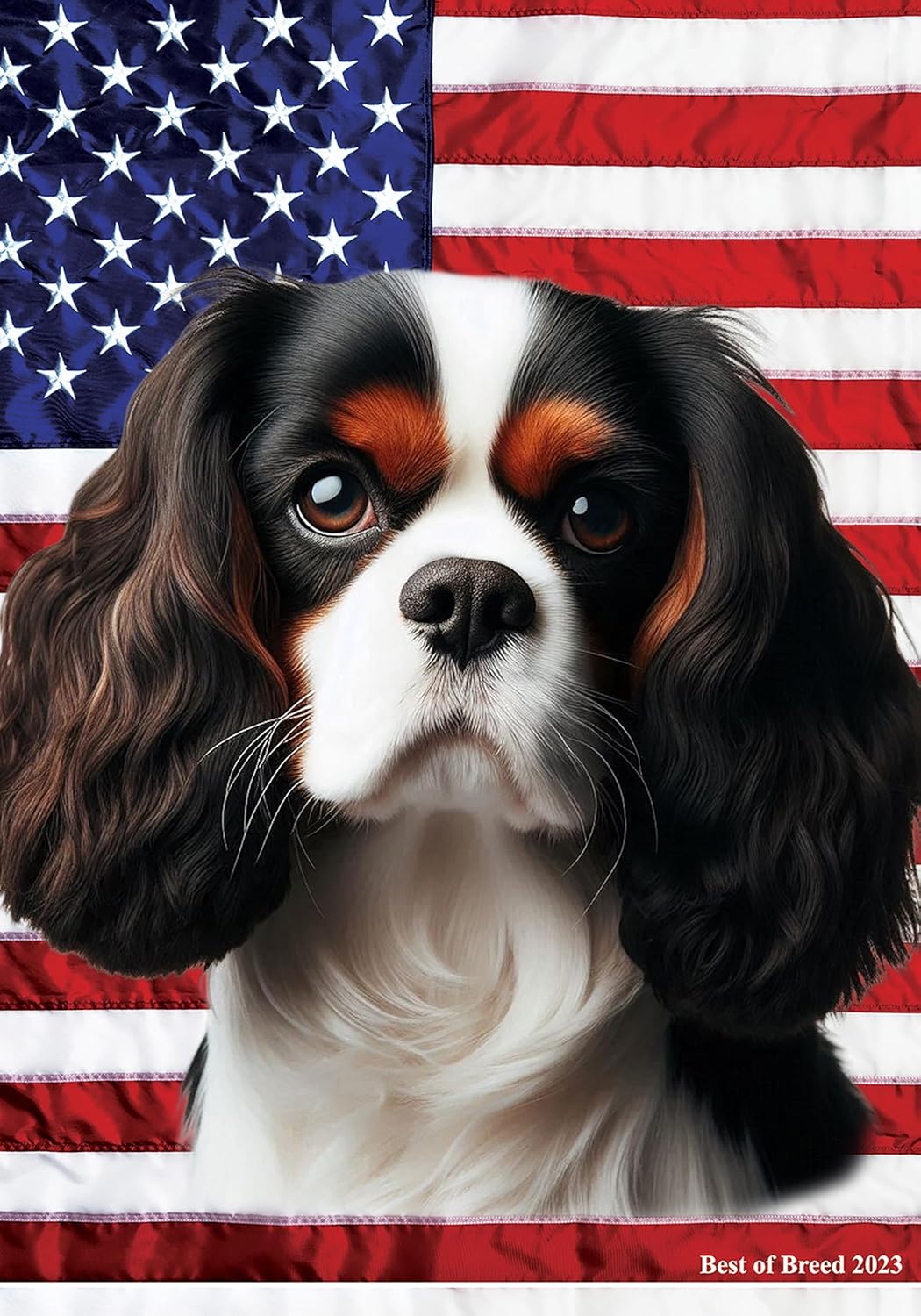 Cavalier King Charles Tri - Best of Breed All-American Patriotic III House Flags
