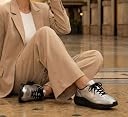 Omizoo Women’s Metallic Silver Chunky Sneakers | Fashion Platform Sneakers for Women | Lightweight Lace-Up Casual Walking Shoes | Trendy Street Style Comfortable Trainers | gallery image