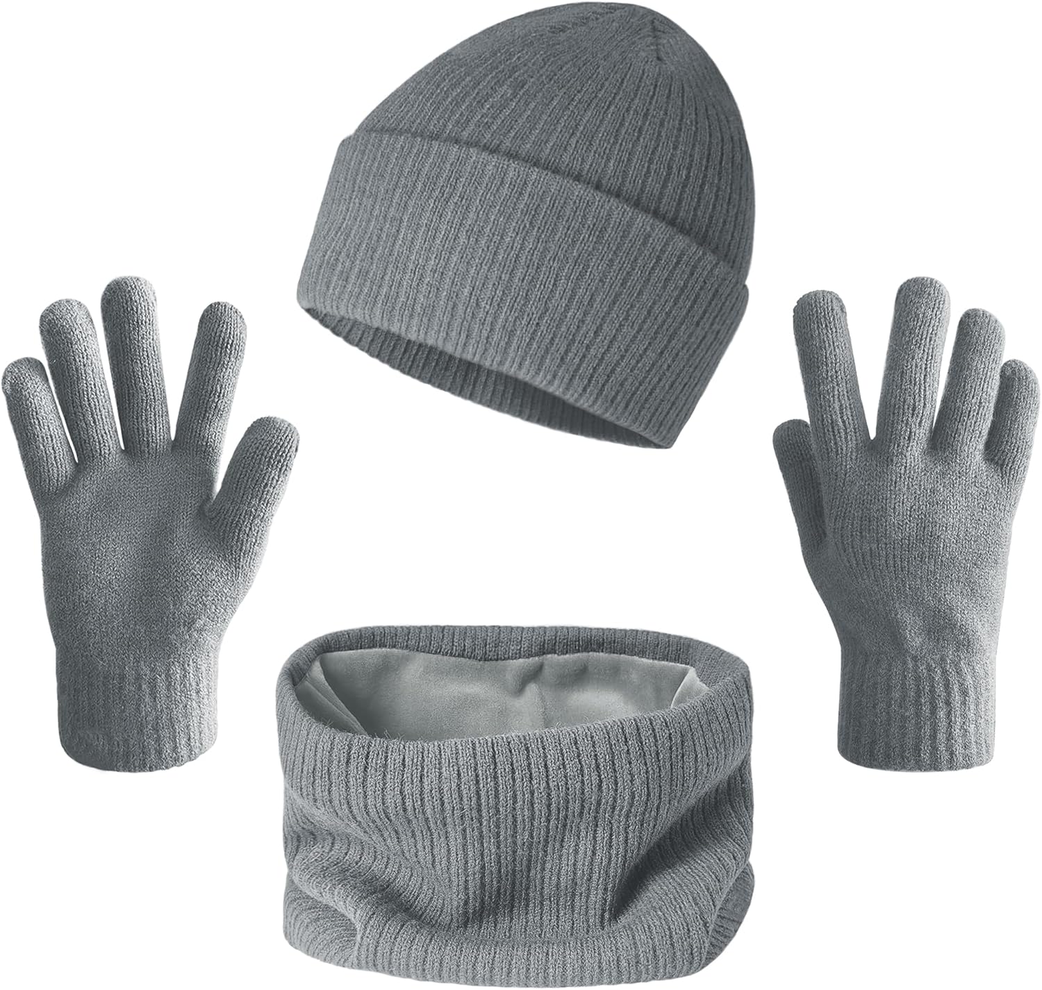 3 pcs Knitted Winter Warm Set For Women Men, Snow Beanie Warm Hat Touch Screen Gloves Scarf For Cold Weather W-M-M3