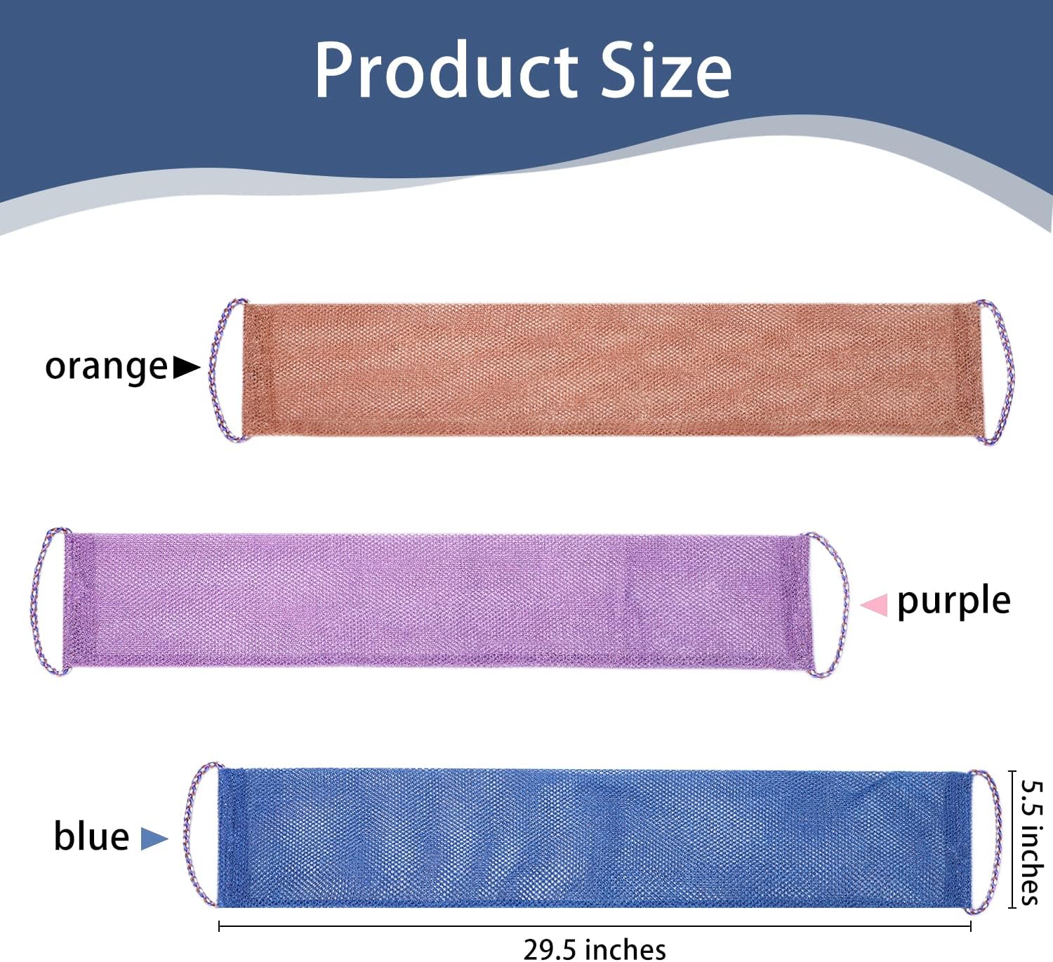 3 Pieces African Net Sponge, African Exfoliating Bathing Back Scrubbers with Handles, Shower Net Body Scrubber Skin Smoother (Blue Purple Coffee)