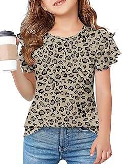 Arshiner Girls T Shirts Ruffle Short Sleeve Summer Pleated Casual Tops