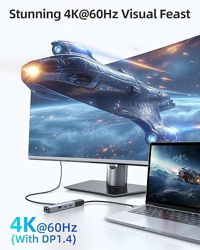 Vista 17 de Adaptador HDMI USB C Hub para MacBook Pro/Air, MOKiN 7 en 1 USB C Dongle con HDMI, lector de tarjetas SD/TF, puerto de datos USB C, 100 W PD y 2 USB