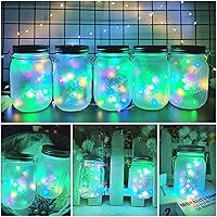 Vista 5 de SmilingTown Guirnalda de luces solares para tarros de masón, paquete de 12 unidades, 30 luces LED de luciérnaga con 12 perchas impermeables