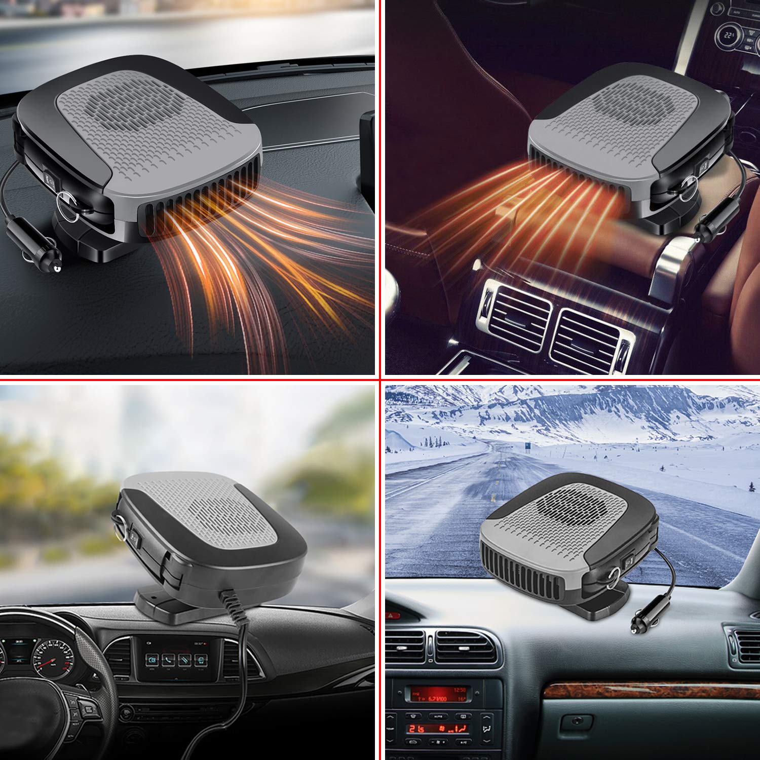 Car Heater, Portable Car Heater 150W 12V 2 in 1 Heating Fan Defroster Demister Car Amplifier Cooling Fans Automotive Replacement Heater for Car SUV Truck Rv Trailer : Electronics