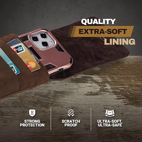 Miniatura 9 de Hengwin Funda de cuero genuino para teléfono celular compatible con iPhone 15 Pro Max 14 Pro Max 14 Plus 13 Pro Max 12 Pro Max Samsung Galaxy A54