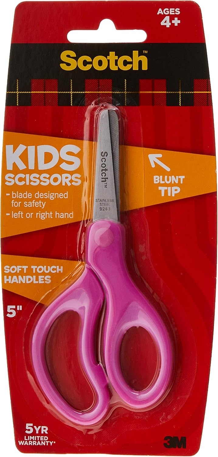 Scotch 5" Soft Touch Blunt Kid Scissors, Magenta, Ideal for School and At-Home Crafting Projects (1442B) image 2