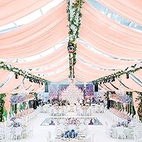 Vista 29 de 6 paneles de cortinas blancas para boda, cortinas de gasa transparente de 5 x 30 pies para arco, fiesta, ceremonia y decoración de escenario