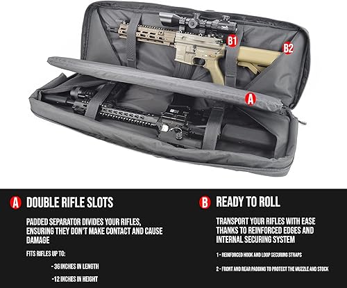 Miniatura 2 de Lancer Tactical 600 Denier poliéster doble carabina suave caso accesorios bolsas MOLLE Webbing secundario arma compartimiento rápido desmontar