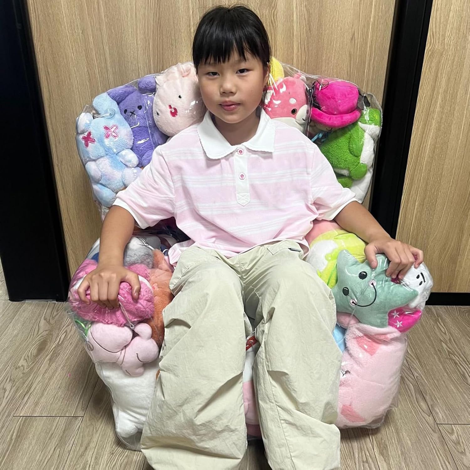 Kids Toy Storage Bag - Stuffed Animal Organizer with Transparent Design | Sturdy Waterproof Material with Pull Cord Closure, Keeps Plush Toys Neat and Accessible for Playroom or Bedroom 13.78x17.72 in