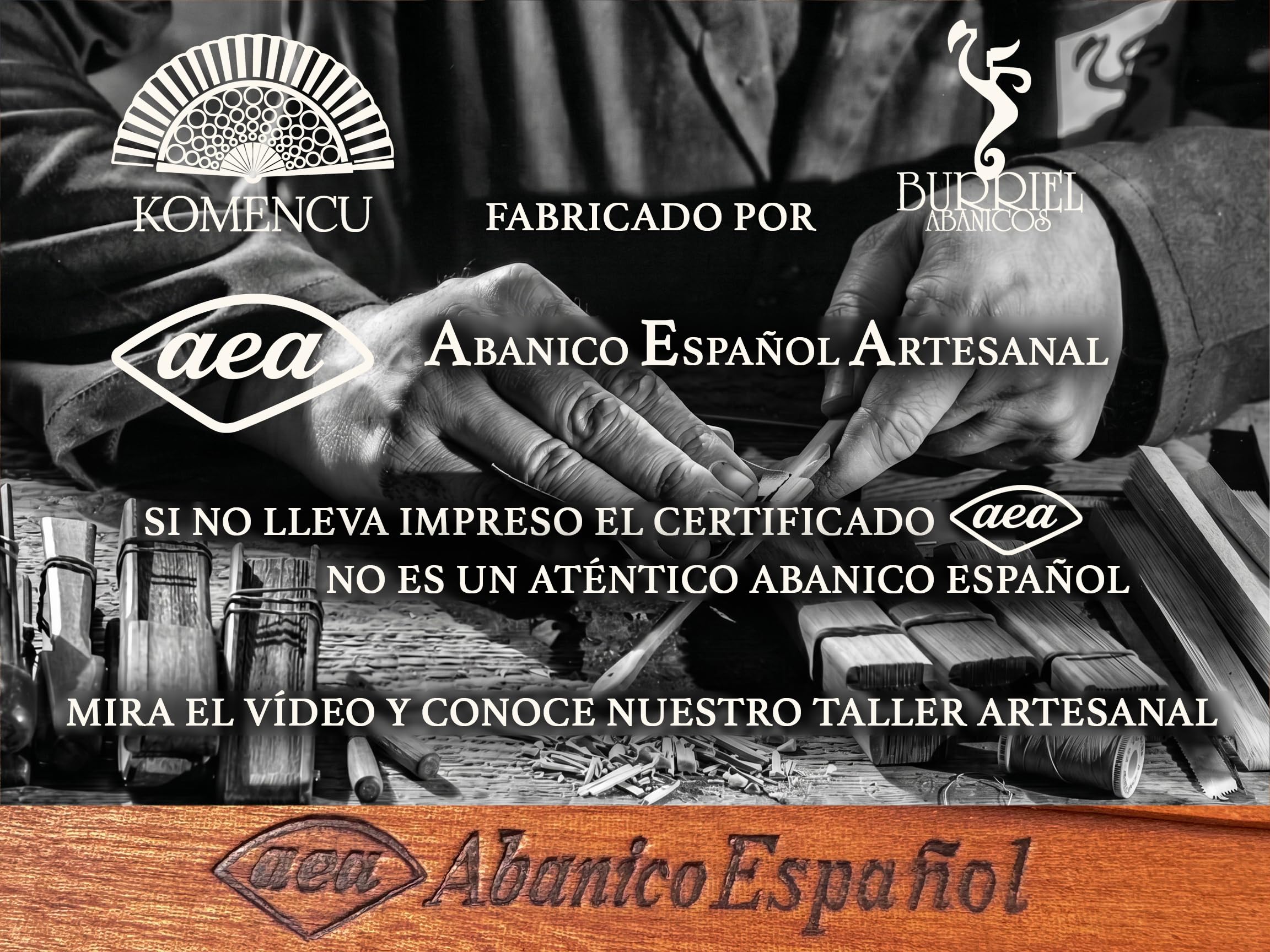 Abanico Español Artesanal 100% Algodón y Madera de Sipo Grande para Mujer Camel Esfera