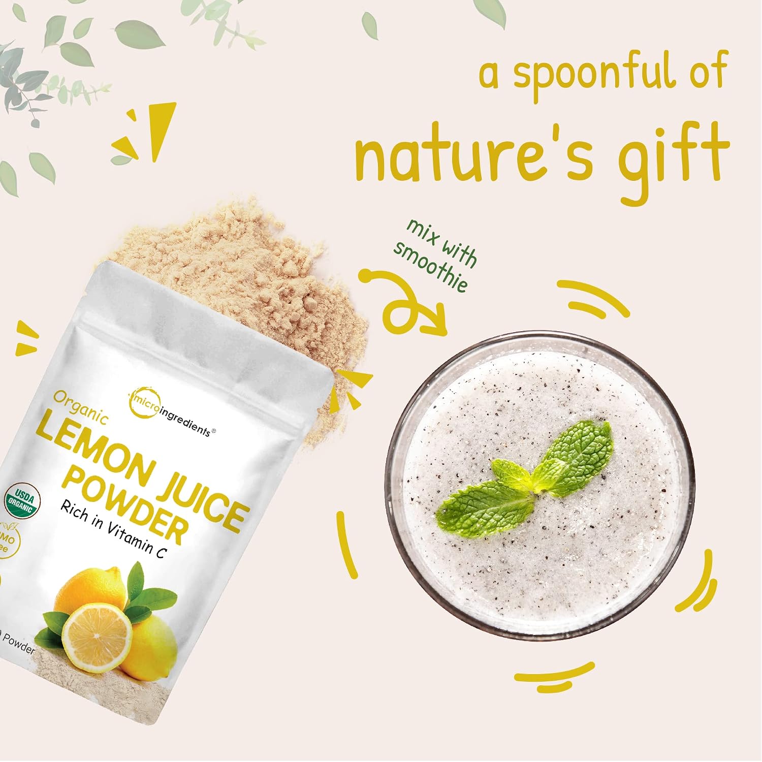 2 Pack Micro Ingredients Organic Lemon Juice Powder